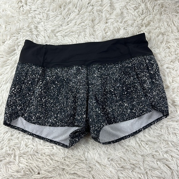 Lululemon Run Times Short Mini Splatter White Black - Picture 1 of 5